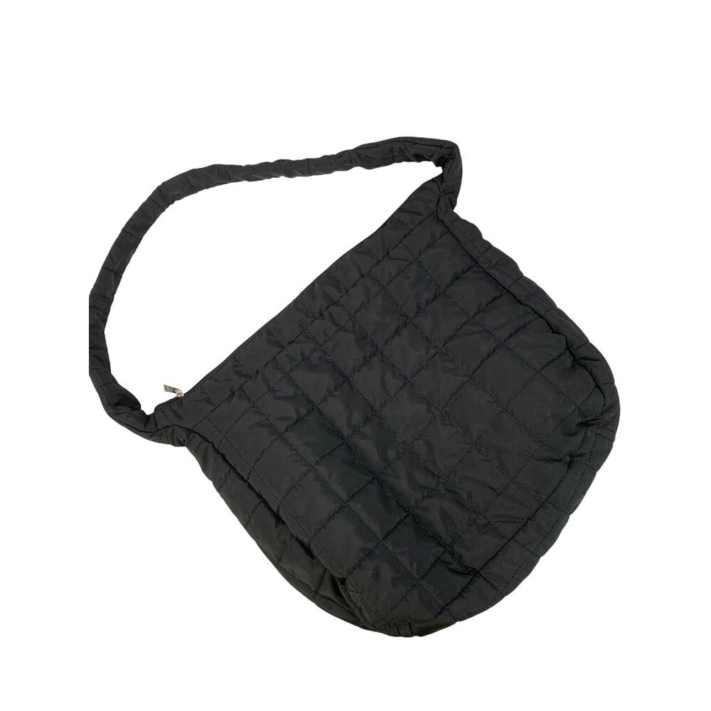Medium Quilted Lightweight Black Shoulder Bag Puffy Hobo Zip Top EUC
